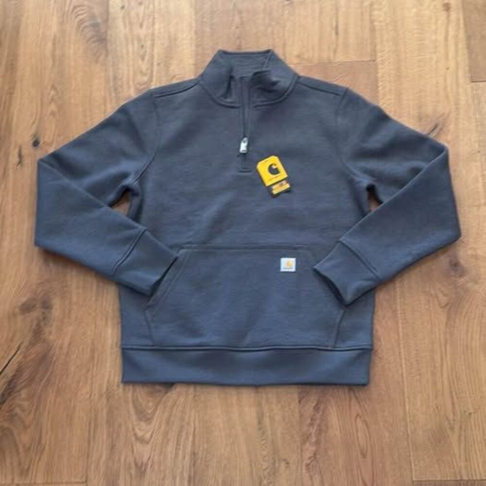 NWT Carhartt Womens Quarter Zip Sweatshirt Charcoal Gray Mock Neck Pullover S